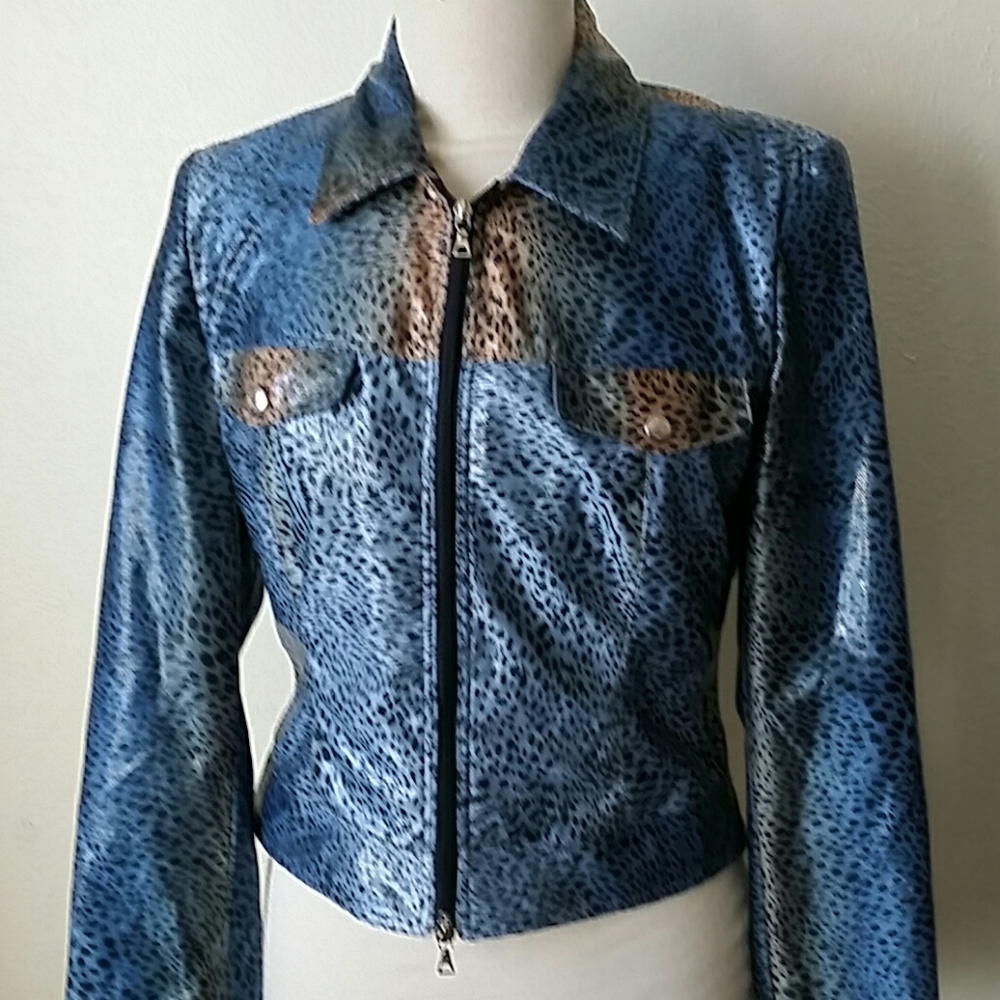 Nwt~Vertigo Paris Leopard Print Moto Jacket M
